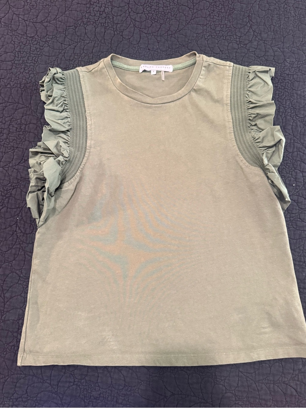 English Factory Olive Ruffle Sleeve Tank Top